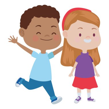 Sevimli mutlu çocuklar eğlenceli karikatürler sahip