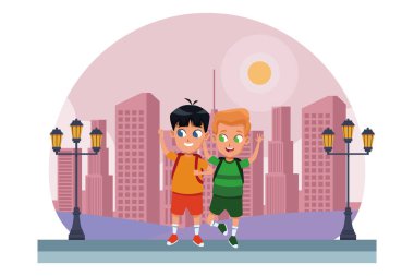 çocukluk sevimli okul öğrencileri karikatür