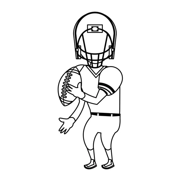 Futebol americano jogo de desporto desenhos animados em preto e branco — Vetor de Stock