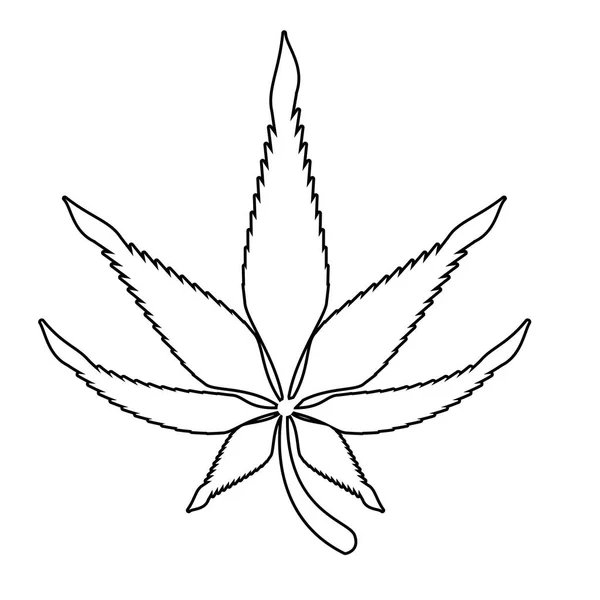 Cannabis martihuana sativa cânhamo desenhos animados em preto e branco — Vetor de Stock