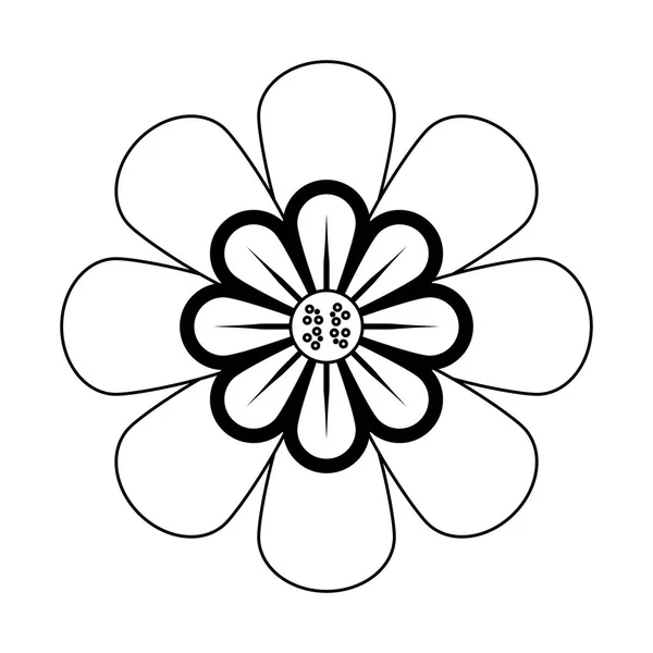Flor natureza decoração floral desenhos animados em preto e branco — Vetor de Stock