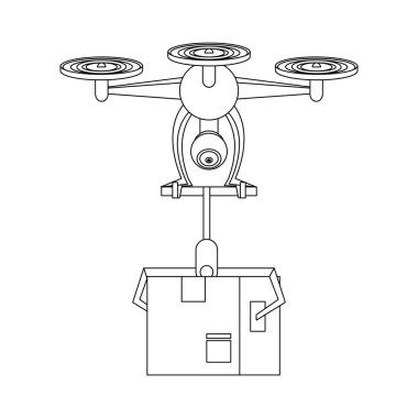 siyah beyaz hava drone uzaktan kumanda karikatür