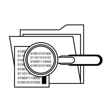 siyah beyaz büyüteç kontrol sistemi karikatür