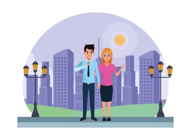 Genç yetişkin çift tebrik karikatür