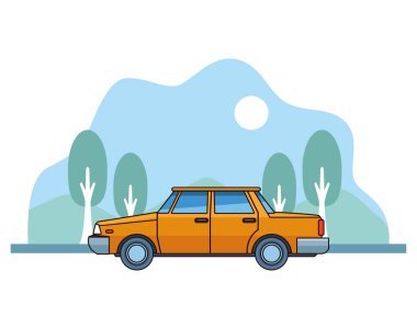 Eski klasik sarı araba araç sideview