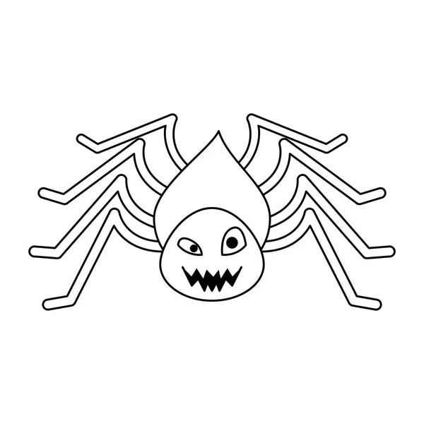 Halloween Οκτώβριος τρομακτικό γιορτή καρτούν σε μαύρο και άσπρο — Διανυσματικό Αρχείο