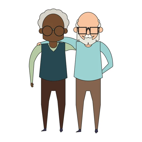 Dedesi yaşlılar yaşlı dedeler karikatür yüzsüz — Stok Vektör