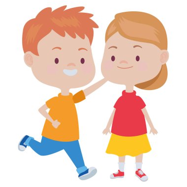 Sevimli mutlu çocuklar eğlenceli karikatürler sahip