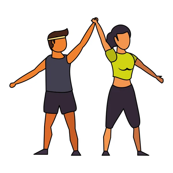 Fitness spor egzersiz yaşam tarzı karikatür — Stok Vektör
