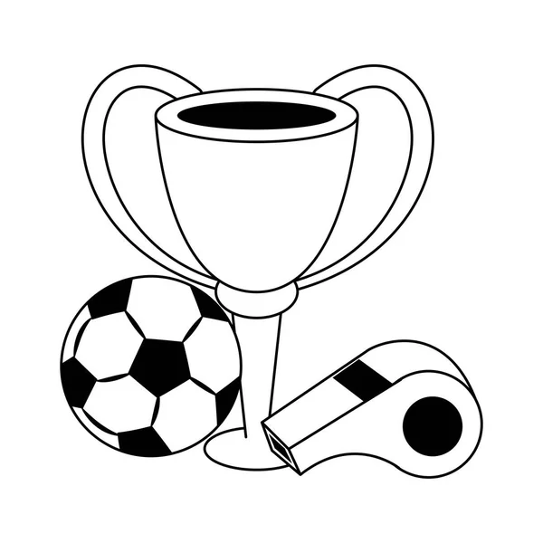 Siyah beyaz futbol futbol spor oyunu karikatür — Stok Vektör