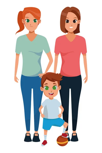 Familia padres y niños dibujos animados — Vector de stock