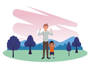 Küçük oğlu karikatür ile tek baba