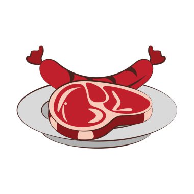 Lezzetli barbekü ızgara gıda karikatür