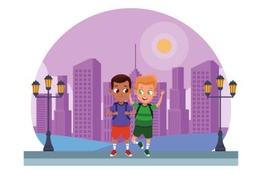 çocukluk sevimli okul öğrencileri karikatür