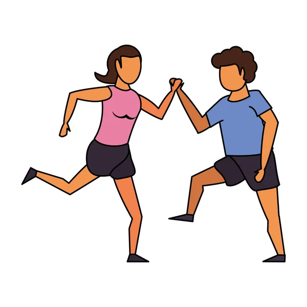 Fitness sport exercice mode de vie dessin animé — Image vectorielle