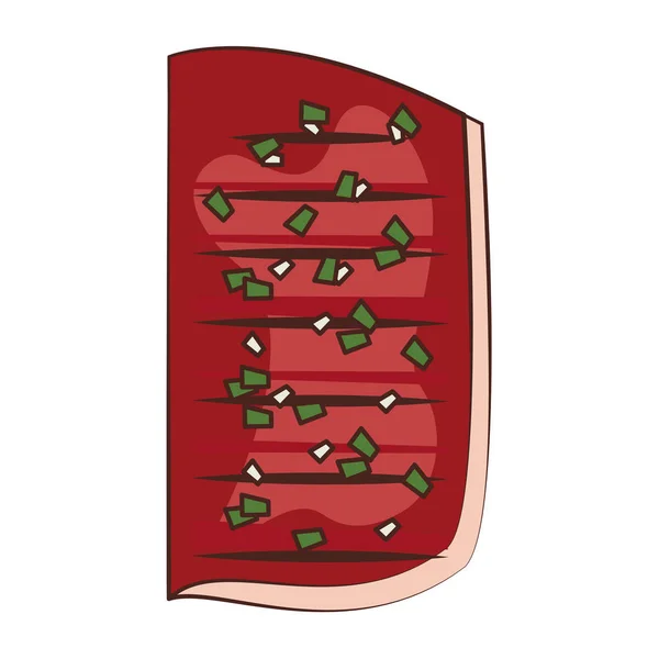 烧烤食品牛排烤卡通 — 图库矢量图片