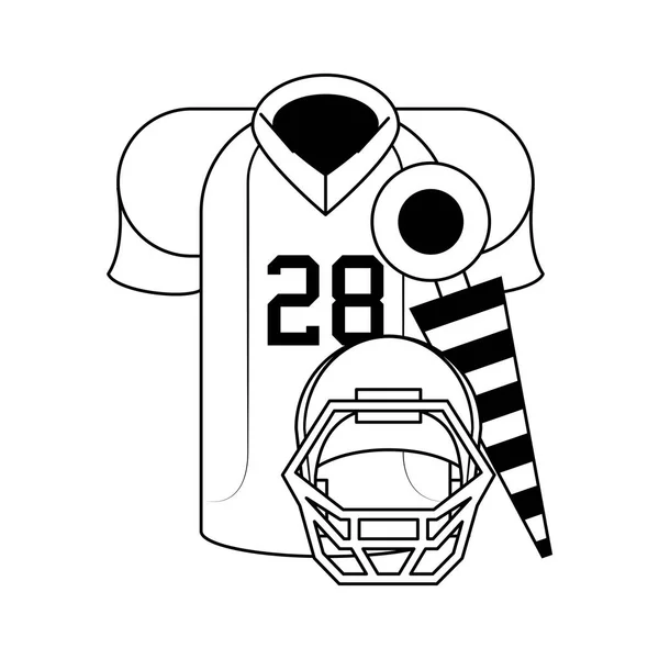American Football Sportspiel Cartoon in schwarz und weiß — Stockvektor