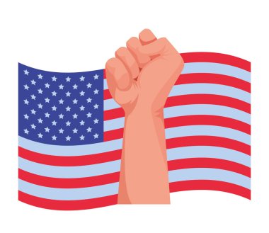 El ABD bayrağı amblemi üzerinde sıkılır