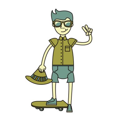 yeşil kaykay ile hipster çocuk