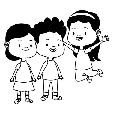 Sevimli mutlu çocuklar siyah beyaz eğleniyor