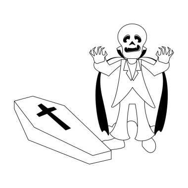 siyah beyaz cadılar bayramı ekim korkutucu kutlama karikatür