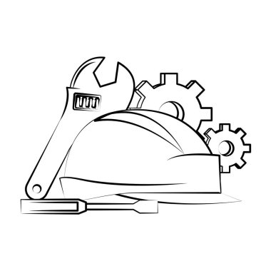 mühendislik inşaat fabrikası sanayi karikatür siyah beyaz çizim