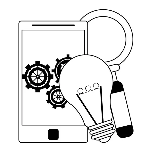 Tecnologia digitale moderno hardware cartone animato in bianco e nero — Vettoriale Stock