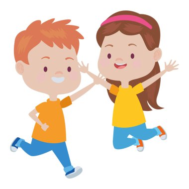 Sevimli mutlu çocuklar eğlenceli karikatürler sahip