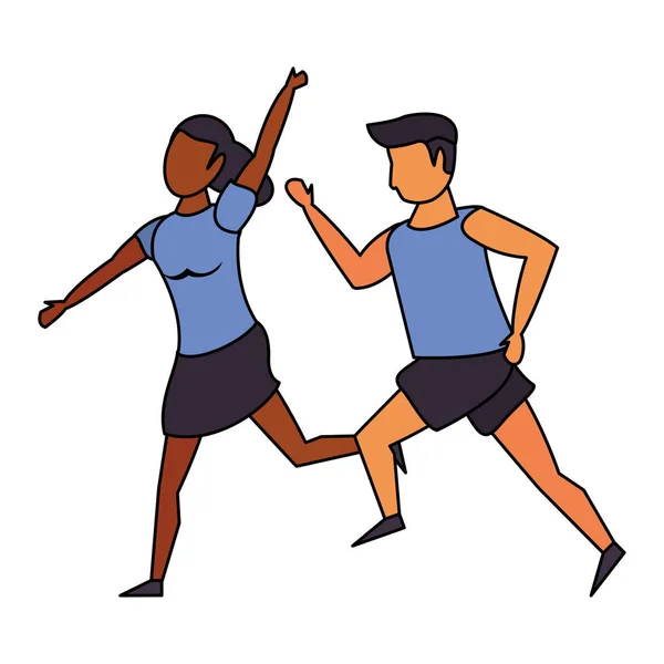 Fitness sport gyakorlása életmód rajzfilm — Stock Vector