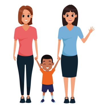 Küçük çocuklu aile kadınları çift