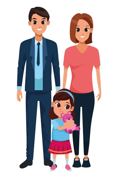 Familia padres y niños dibujos animados — Vector de stock