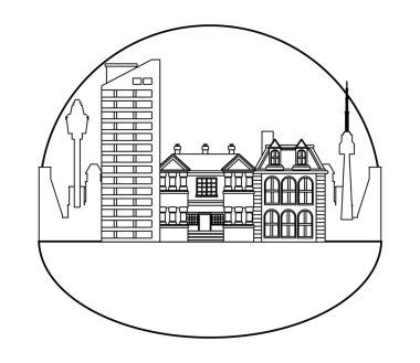 Kentsel binalar ve şehir mimarisi siyah beyaz