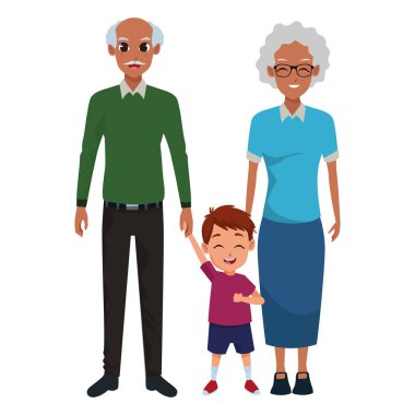 Aile bireyleri ve çocuk karikatürleri