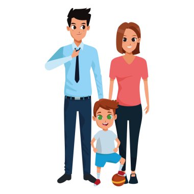 Aile bireyleri ve çocuk karikatürleri