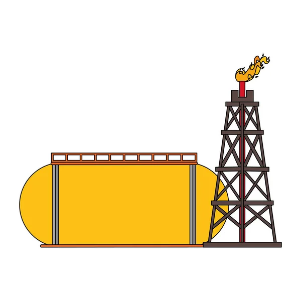 Oil refinery gas factory cartoon — Stock Vector