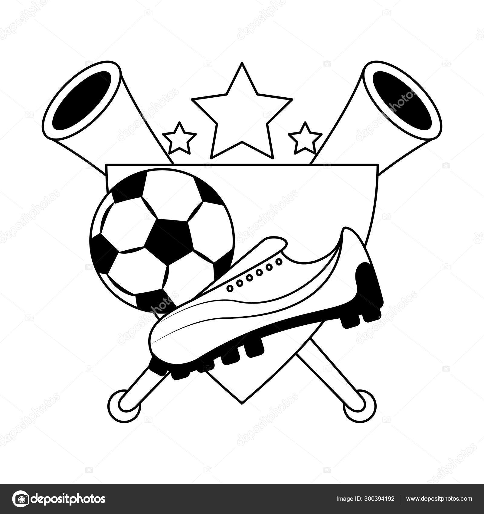 Futebol futebol esporte jogo desenhos animados em preto e branco