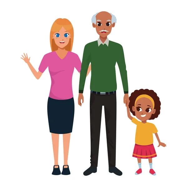 Família avô afro com filha e neta — Vetor de Stock