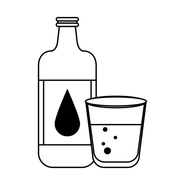 Eau liquide boisson boisson dessin animé en noir et blanc — Image vectorielle