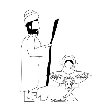 siyah beyaz neşeli noel doğuş hıristiyan karikatür