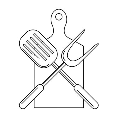 Siyah beyaz ızgara için mutfak barbekü gereçleri