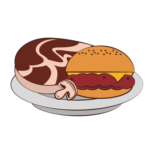 Sabrosa barbacoa a la parrilla comida de dibujos animados — Vector de stock