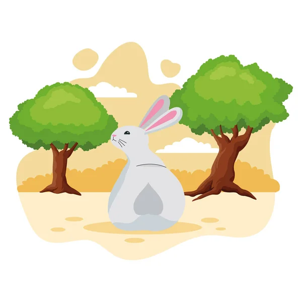 可爱的兔子宠物动物卡通 — 图库矢量图片