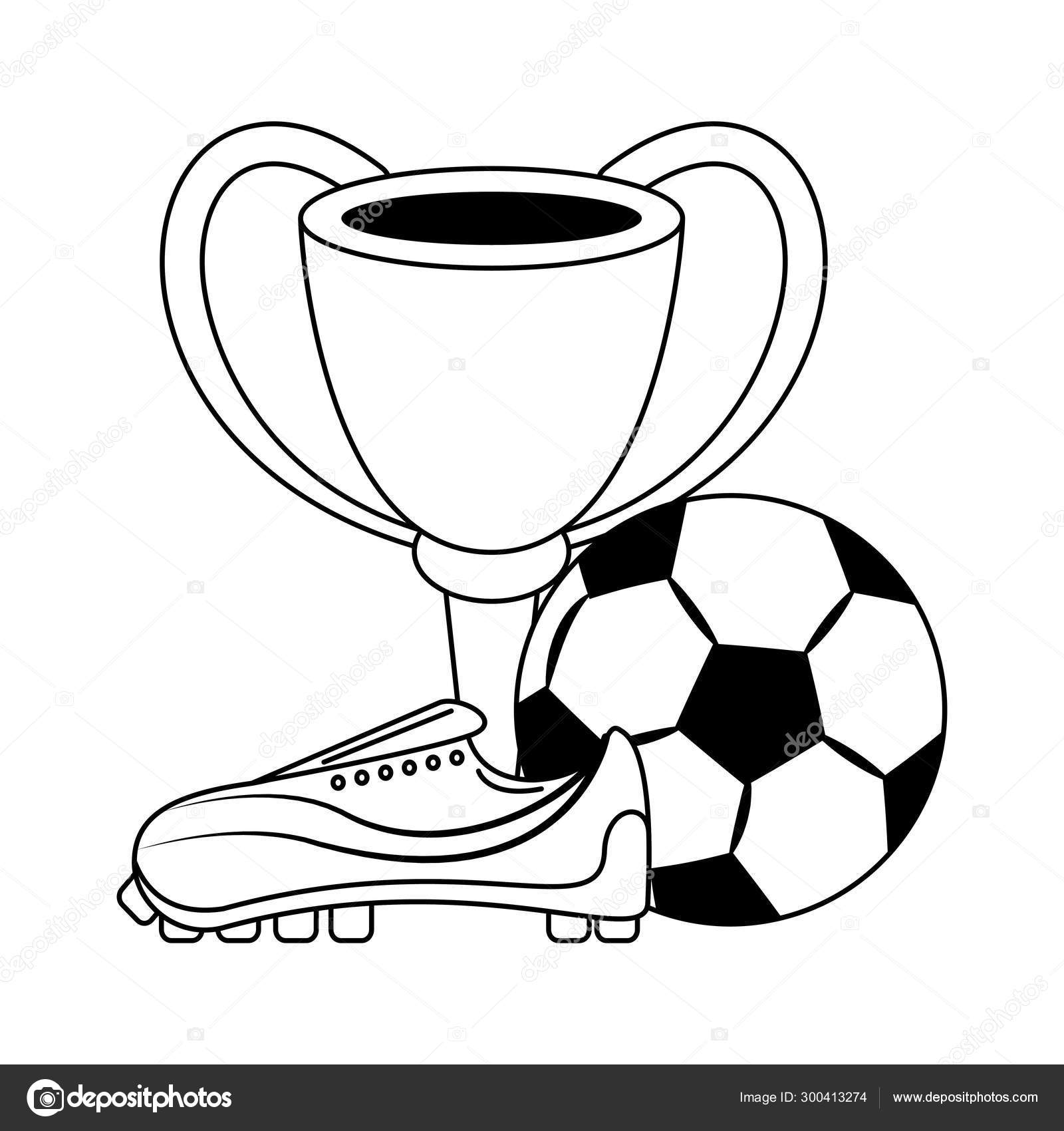 Futebol futebol esporte jogo desenhos animados em preto e branco imagem  vetorial de jemastock© 300394192