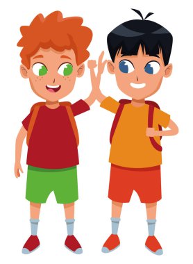 çocukluk sevimli okul öğrencileri karikatür