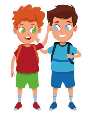 çocukluk sevimli okul öğrencileri karikatür