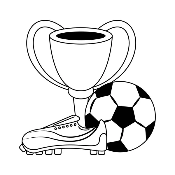 Futebol futebol esporte jogo desenhos animados em preto e branco — Vetor de Stock