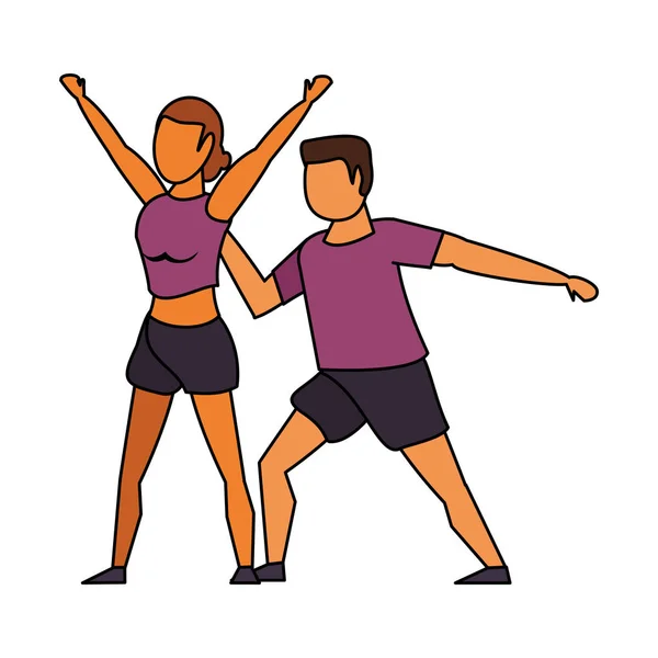 Fitness esporte exercício estilo de vida desenhos animados —  Vetores de Stock