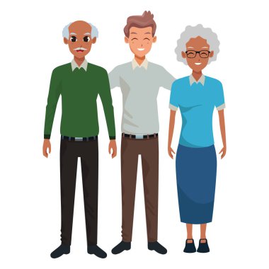 Yetişkin oğlu gülümseyen aile yaşlı anne