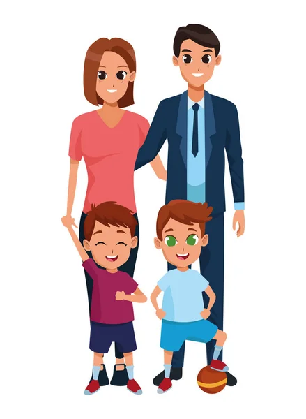 家族の親と子供の漫画 — ストックベクタ