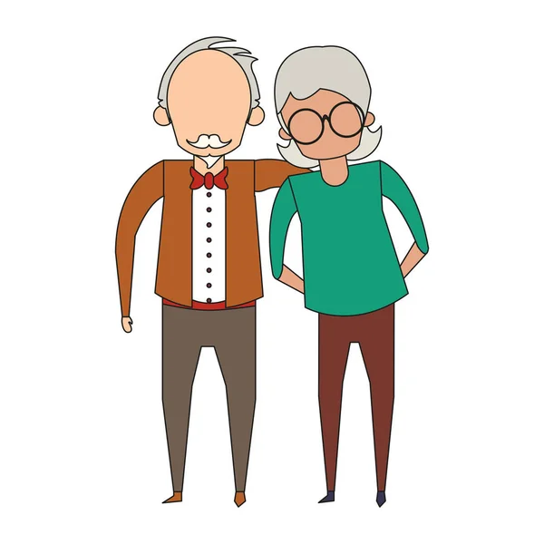Nonni anziani anziani cartoni animati senza volto — Vettoriale Stock